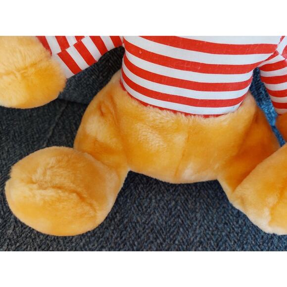 Vintage Teddy Bear Plush 10" Stuffed Animal Toy in Striped Long Sleeve Shirt - Picture 4 of 7